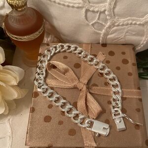 NEW WITHOUT TAGS 925 STERLING SILVER 8” CURB LINK BRACELET 22 GRAMS
